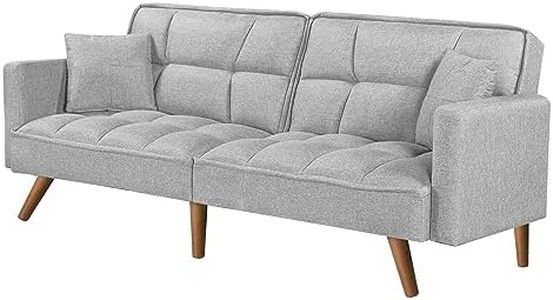 LEVEDE 3 Seater Sofa Bed Convertible with 2 Pillows, Loveseat Sofa Couch, Recliner Sofa Lounge with 3 Adjustable Backrest Positions, Spare Bed for Guest Room,Living Room, 250kg Load (193cm, Grey)