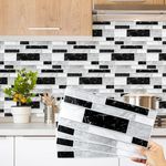 Decoroom Tile Stickers Grey Black 24pcs/15x30cm Peel and Stick Vinyl Marble Self Adhesive Wall Tile Stickers Waterproof DIY Home Decor Stick on Tiles Transfers Kitchen Bathroom Backsplash