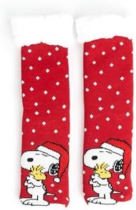 United Labels he Peanuts Snoopy Chaussettes d'intérieur pour femme Chaussettes douillettes d'hiver chaudes pour femme, rouge/blanc, 35/38 EU