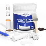 Tub Paint, Tub and Tile Refinishing Kit with Tools, Tub Refinishing Kit Bathtub Paint Water Based &Low Odor, Tile Paint Waterproof Sink Paint for Bathroom Kitchen, Semi-Gloss White, 50-55sq.ft