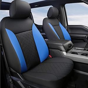 GIANT PANDA Full Set Car Seat Covers Customized Fit 2009-2025 Ford F150 and 2017-2025 F250 F350 F450 Super Crew/Crew Cab Pickup Trucks, Front and Rear Seats Fabric Protectors (Black+Blue)