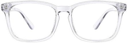 TIJN Blue Light Blocking Glasses Square Nerd Eyeglasses Frame Anti Blue Ray Computer Game Glasses(Transparent)