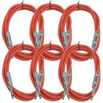 Seismic Audio - SASTSX-6 (6 Pack) - 6 Foot TS 1/4" Guitar, Instrument, or Patch Cables Red