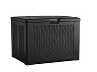 Rubbermaid Medium Resin Outdoor Storage Deck Box (74 Gal), Weather Resistant, Black, Deck Organization for Home/Backyard/Pool Chemicals/Toys/Garden Tools/Porch/Patio Cushions