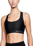 Under Armour Mid Crossback, Light and Breathable High Support Sports Bra, Modern Running Bra for Women Women, Black (Black/Black/Graphite (001)), M