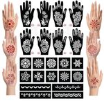 Apcute henna mehndi stickers for hands Set of 22 pieces, mehandi stencils stickers tattoo for Women, Girls and Kids, Easy to Use in 4 Steps, 22p-S-568