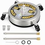 EDOU DIRECT Pressure Washer Surface Cleaner 18" with wheels | Stainless Steel | HEAVY DUTY | 4,000 PSI Max Working Pressure | Includes: 2 Pressure Washer Extension Wand Attachments