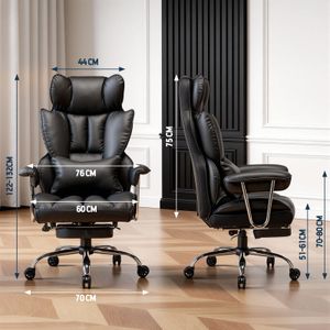 Efomao Big & Tall PU Leather Office Chair – Ergonomic High Back, 200kg, Black
