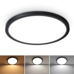 Smanu LED Ceiling Light Panel,21W 2200LM,3 Color Temperatures in One 3000k/4000k/6000k,Waterproof Modern LED Flush Mount Ceiling Lamp for Bathroom,Living Room,Dining Room,Kitchen,Office(Black)