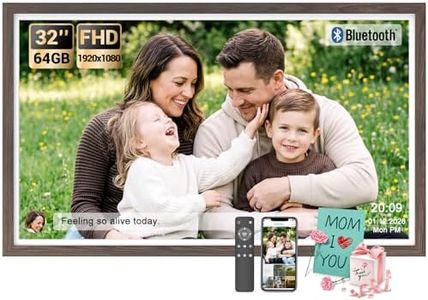 BSIMB 32 Inch Large Digital Picture Frame(Non-Touch Screen), 64GB 1920x1080 FHD WiFi Extra Large Electronic Photo Frame, Remote Control, Share Picture/Video via App Easy Setup Gifts for Mom, Dark Wood