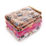 1 Pack 3 Blankets Super Soft Fluffy Premium Fleece Pet Blanket Flannel Throw for Dog Puppy Cat (Paw,L)