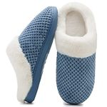 Mabove Ladies House Slippers Memory Foam Slippers for Women Comfortable Warm Cosy Non Slipndoor Outdoor Home Slippers, 5/6 UK, Blue