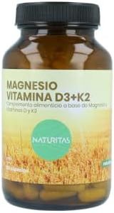 Magnesio Vitamina D3+K2 120 Cápsulas Naturitas Essentials | Ayuda a disminuir el cansancio y la fatiga | Contiene Vitamina D y K | Fortalece el sistema inmunitario