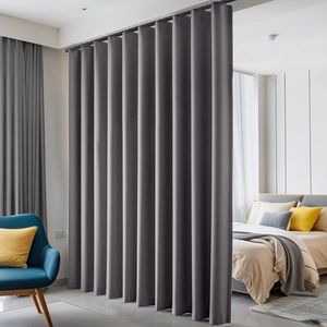 hoeflife Room Divider Curtains, Blackout Ceiling Track Curtains with Hook Sound Proof Floor Curtains Perfect for Ceiling Mount Curtain Tracks Wall Divider for Room Separation (Grey, W100 x H84)…