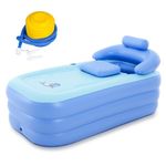 Inflatable Portable Bathtub, PVC Inflatable Pool with Inflatable Pump, Foldable Spa Bathtub for Adults,160x84x64cm (Blue)