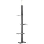 PawHut 260cm Floor To Ceiling Cat Tree for Indoor Cats w/Three Platforms Activity Centre - Grey