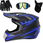 HUSHUI Motocross Helmet,Full Face MTB Motorcycle Helmet Off-Road Electric Dirt Bike Motorcycle/Mountain Bike Helmet with Goggles Gloves Face Shield for Adult