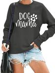 Dog Mom Sweatshirt for Women Cute Dog Paw Graphic Long Sleeve Pullover Blouse（S-2XL）, #6-gray, Large