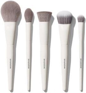 Morphe Portrait Mode 5 Piece Makeup Brush Set - Professional Makeup Brushes for Foundation, Concealer, Powder, Bronzer - Expertly Engineered Face Brush Kit for Smooth, Streak-Free Application (5 ct)