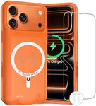 Battery Case for iPhone 17 Pro Max,12000mAh Rechargeable Portable Charging Case with Wireless Charging Compatible for iPhone 17 Pro Max (6.9inch) with Carplay Extend Battery Pack Charger Cover -Orange
