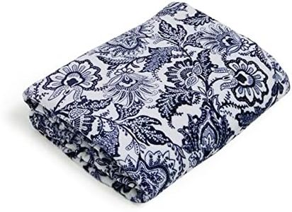 Vera Bradley Women's Oversized Fleece Plush Throw Blanket, Java Navy & White, Full/Queen