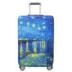 TRAVEL KIN Thickened Luggage Cover ，Washable Travel Gear Cover，18/24/28/32 Inch Suitcase Spandex Protective Cover, Starry Night Over the Rhone, XL(29"-32"luggage)