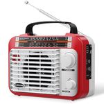 AM/FM/SW1-2 Radio Shortwave Transistor Radio AC or Battery Operated with Best Reception Big Speaker and Precise Tuning Knob with AUX in & 3.5mm Earphone Jack