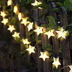 FANSIR Solar String Lights Garden, 100LED Star Fairy Lights Outdoor Solar Powered Led Star String Light Waterproof 8 Modes Decorative Light for Garden Patio Yard Home Wedding Party, Warm White