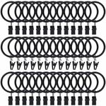 40pcs Rustproof Drapery Matte Stainless Steel Metal Curtain Rings with Clips 1.5 inch Drapery Rings, Vintage Black (1.5" Interior Diameter)