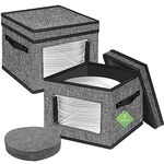 Motorhome Plate Holder Felt Storage Box - 30.5 x 30.5 x 20.3 cm Storage Box for 24 Plates Tableware Storage with Lid Handles with 24 Felt Separators Dividers for Plates Motorhome