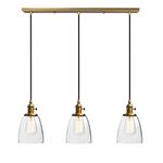 Phansthy Vintage Chandelier Pendant Light with 2m Adjustable Cord 3 Bell Shaped Glass Shade Ceiling Light Fixtures Industrial Style Hanging Lamps for Kitchen Bar Dining Room (Antique)