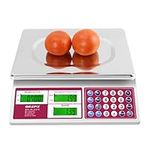 Digital Commercial Price Scale 66 lbs for Food Meat Fruit Produce with Green Backlight LCD Display Stainless Steel Platform Battery Included Not for Trade