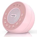 REACHER White Noise Machine with 31 Non-looping Soothing Sounds, 3 Sleep Timer, 25-Level Adjustable Volume, Memory Function for Baby, Kids, Adults, Bedside Table(Pink)