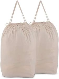 MCleanPin Washable Cotton Laundry Bags with Handles,Dirty Clothes Storage for College Dorm or Travel, Laundry Liner Fit Laundry Hamper or Basket,2 Pack,Brown Beige