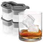 Tovolo Stacked Cube Ice Molds, Set of 2 - Large Ice Stacked Rocks Mold Ideal for Whiskey, Cocktails & Any Cold Beverage - Odor-Free Freezer Storage, Dishwasher-Safe with Silicone Plunger