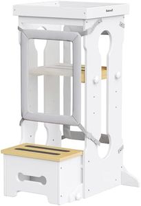 Bateso Step Stool for Toddlers, Two Removable Protection Nets, Kids Step Stool with Standing Platform of 4 Adjustable Heights, Toddler Tower Learning Stool for Kitchen Counter, Bathroom Sink