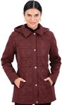 Jones NY Quilted Women's Puffer Jacket Womens Winter Coat with Removable Hood, Ruby Port - PS