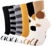Moyel Womens Funny Fuzzy Fluffy Slipper Cozy Socks Cute Fun Gifts for Women Mom (Multicolor Cat Paw)