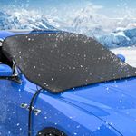Windshield Cover for Ice and Snow, Windproof Cover thickened for Winter, Anti-frost car windshield cover,with sturdy fixed rope hook and storage bag accessories, Fits Most Cars, SUVs,Trucks(60x 49 In)