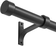 Lwiiom Matte Black Curtain Rods for Windows 28 to 48 Inch,Adjustable Drapery Rods with Aluminum End Cap and Full Surround Brackets,1-Inch Window Curtain Rod for Wall and Ceiling Mount