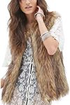 Tanming Women's Fashion Autumn and Winter Warm Short Faux Fur Vests (Medium, Grey)