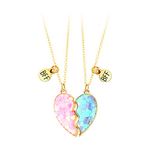 DOYYCA Friendship Necklace Best Friend Necklace for 2 Girls Magnetic Matching Pendant BFF Necklaces for Sister, Metal, No Gemstone