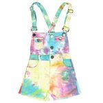 3-10T Little&Big Kids Girls Jumpsuit&Rompers Bib Overalls Colorful Tie-dye Shortalls Suspender Shorts Jeans Pants(7-8Years)