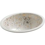 Kohler K14218T9Al Caxton Undermount Bathroom Sink, Almond/Mille Fleurs Gold/Platinum