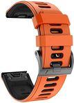 NotoCity for Fenix 5/6/7/5 Plus/6 Pro/7 Pro Strap, 22mm Watch Strap for Garmin Epix (Gen 2), Approach S62, Quickfit Strap for Garmin Forerunner 935/945/955/965, Instinct/2, Quatix 5/6/7(Orange-Black)