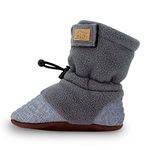 JAN & JUL Fleece Shoes for Toddler Girls and Boys, Adjustable Soft Sole Booties (Heather Grey, Medium Toddler)