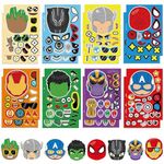 16 Sheets Superhero Stickers for Kids DIY Make a Face Stickers,Art Craft Make Your Own Personalized Stickers for Birthday Party Supplies Party Bag Filler Favors Stickers for Boys Girls