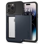 Spigen Case for iPhone 14 Pro Case: Slim Armor CS [Card Holder], Mil-Grade Certified for iPhone 14 Pro Case - Metal Slate