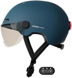 Cosmo Connected Cosmo Fusion Casque Intelligent Vélo et Trottinette avec Visière Unisex-Adult, Bleu Mat, Taille Unique