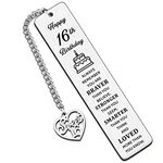 HULALA Inspirational 16th Bookmark Birthday Keepsake Gifts for Boys Girls Best Friend Daughter Son Granddaughter Gandson Nephew Niece Always Remember You are Braver Than You Believe